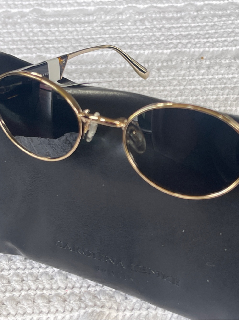 Carolina Lemke Kwasi Gold Sunglasses + Premium Faux Leather Case 3133-02 - Picture 4 of 8